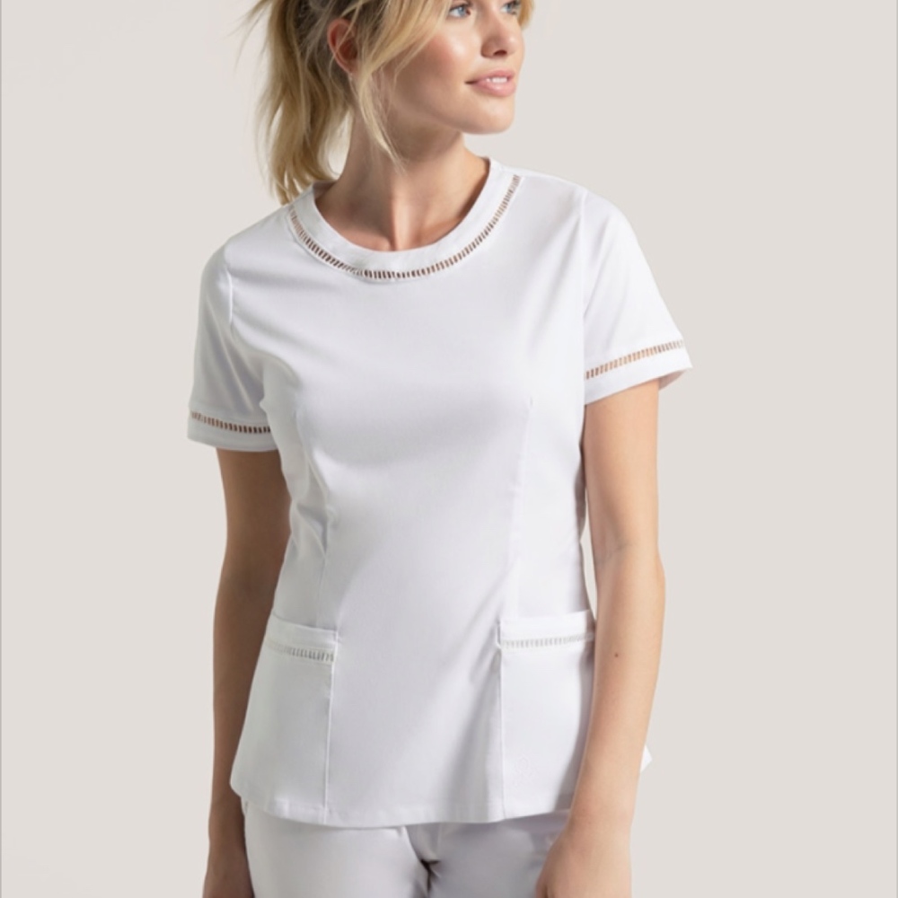Jaanuu Ladder Lace White Scrub Top